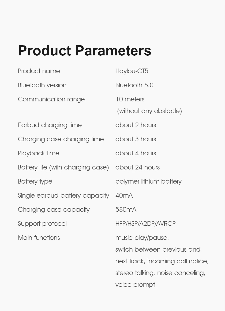 Haylou GT5 True Wireless Earbuds Haylou GT5 True Wireless Earbuds