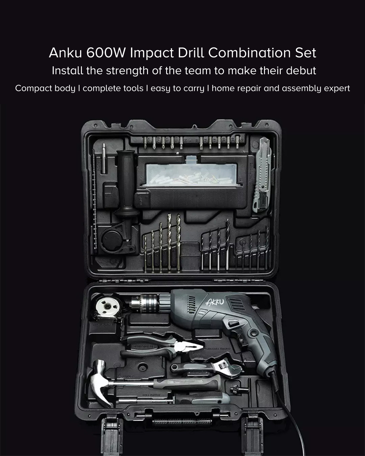 AKKU 600W Impact Drill Toolbox