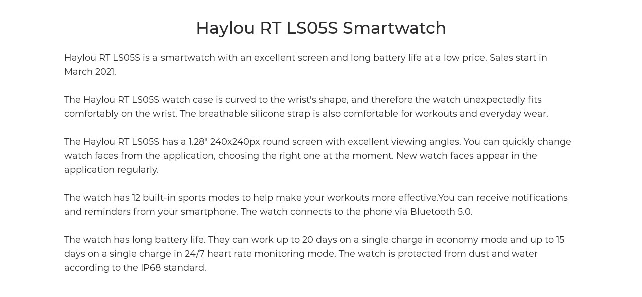 Haylou RT LS05S Smartwatch