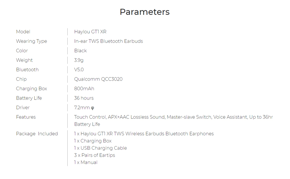 Haylou GT1 XR TWS Bluetooth Earbuds