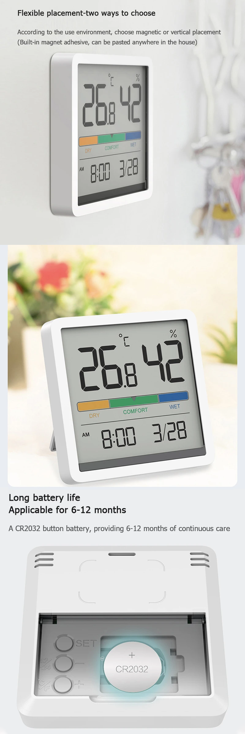 Xiaomi MIIIW Thermometer and Hygrometer Clock
