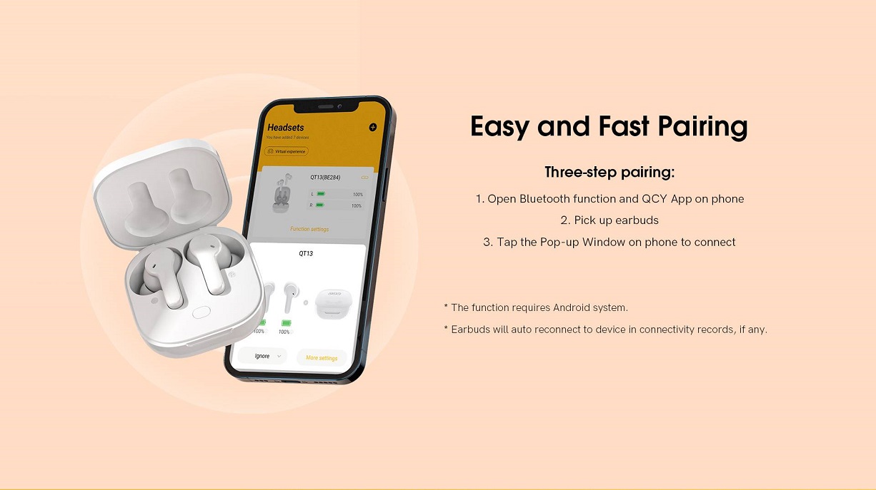 QCY T13 Touch Control 4 Microphones ENC Wireless Earphones QCY T13 Touch Control 4 Microphones ENC Wireless Earphones