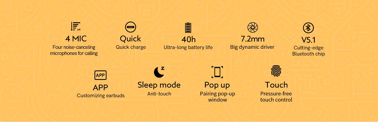 QCY T13 Touch Control 4 Microphones ENC Wireless Earphones QCY T13 Touch Control 4 Microphones ENC Wireless Earphones