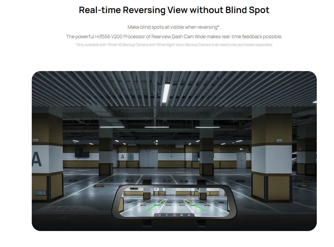 70mai Rearview Dash Cam Wide