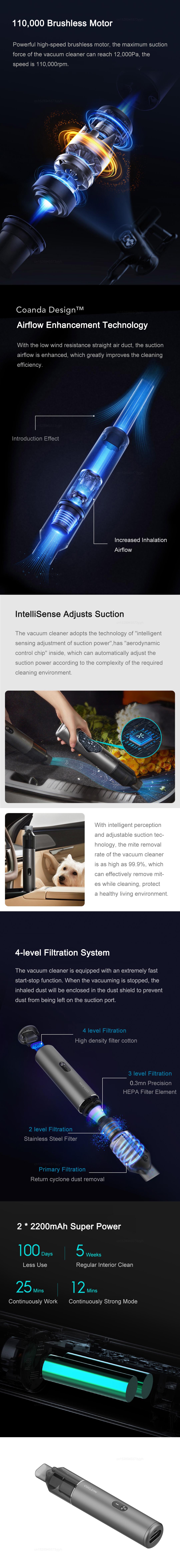Cleanfly Portable Car Vacuum Cleaner C2