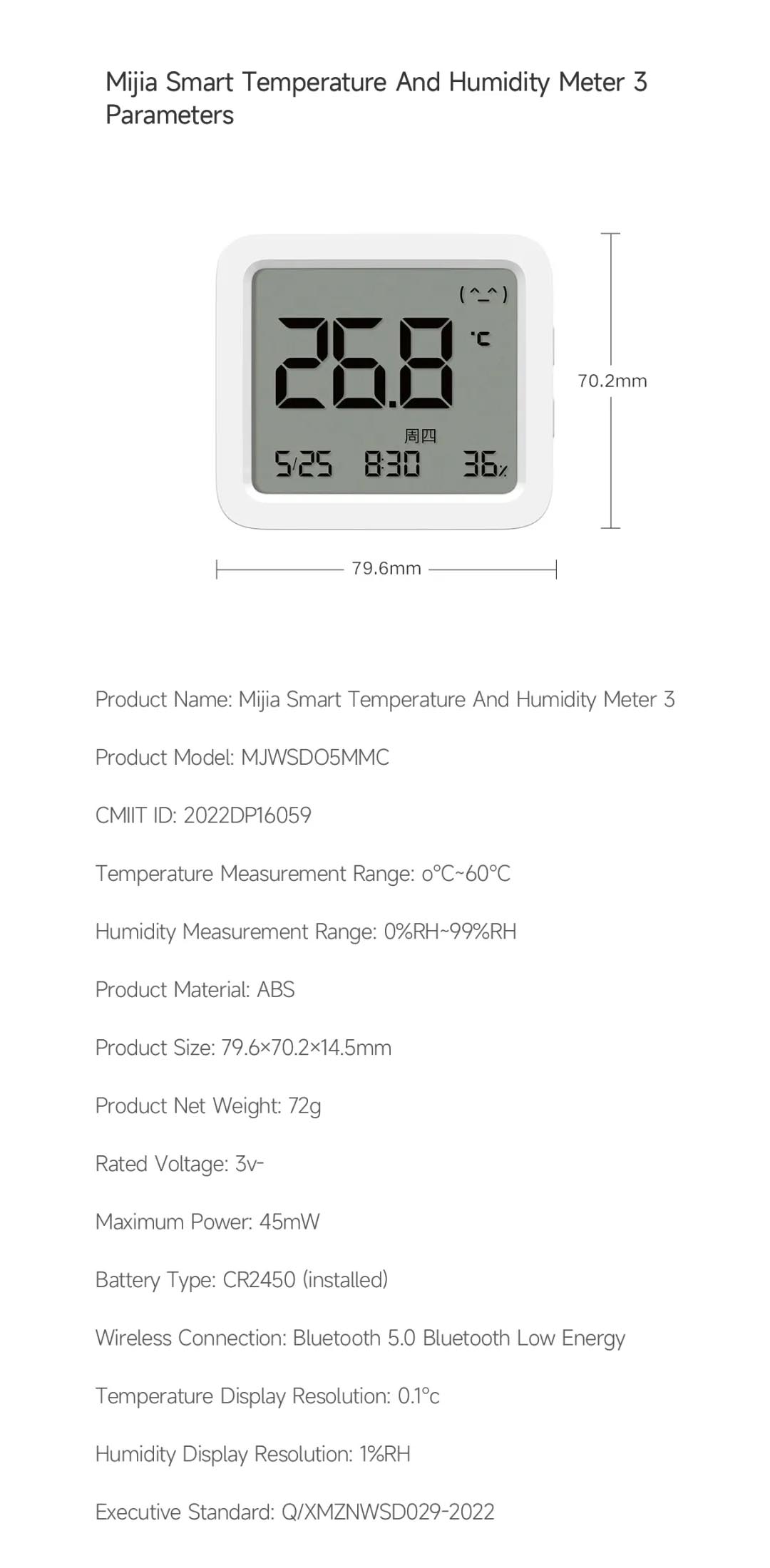 Mi Bluetooth Temperature & Humidity Monitor 3 Mi Bluetooth Temperature & Humidity Monitor 3