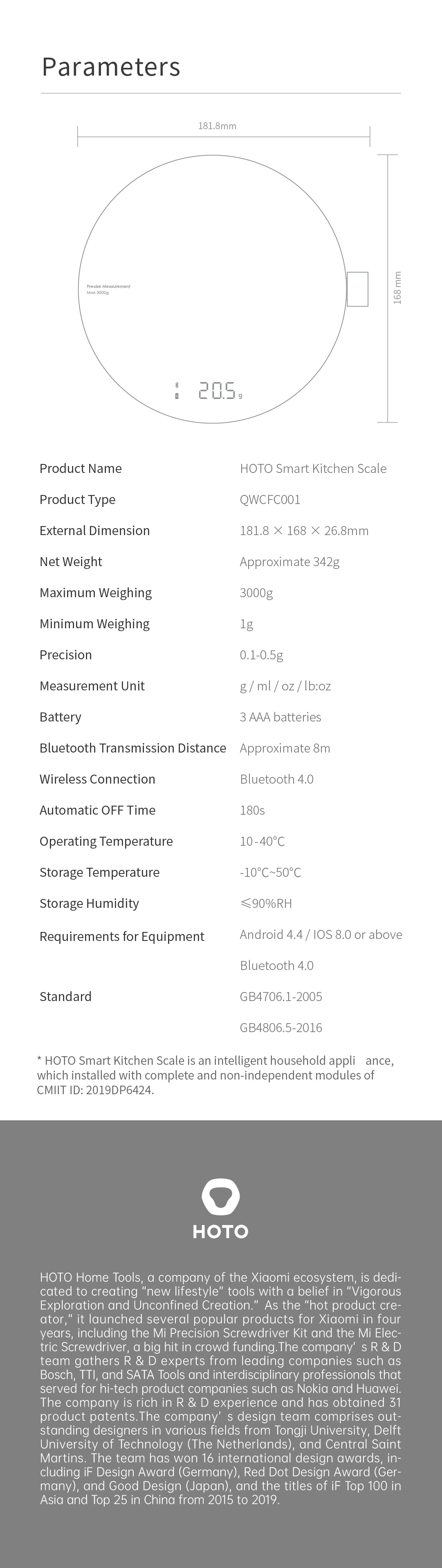 Xiaomi HOTO Smart Kitchen Scale