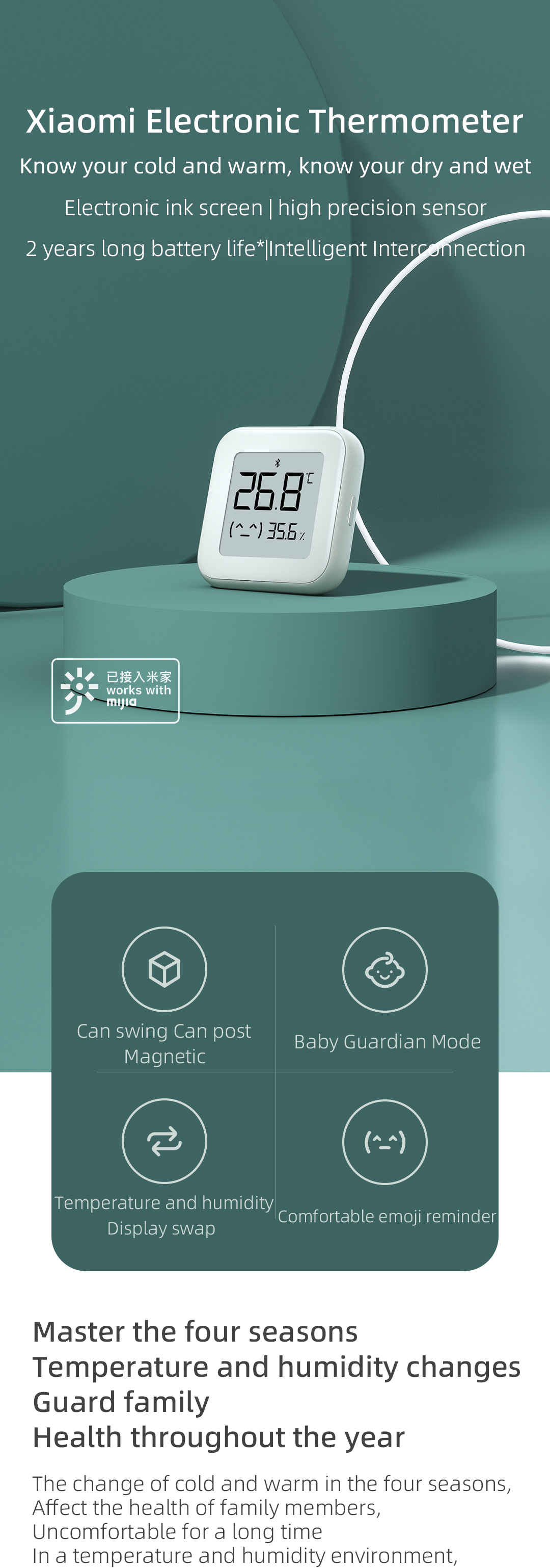 Xiaomi Mi Temperature and Humidity Monitor 2 High Precision Sensor