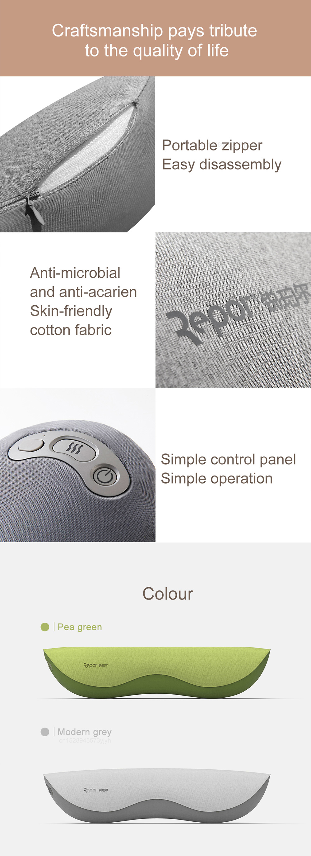 Mi Repor Peasecod Neck Massage Pillow