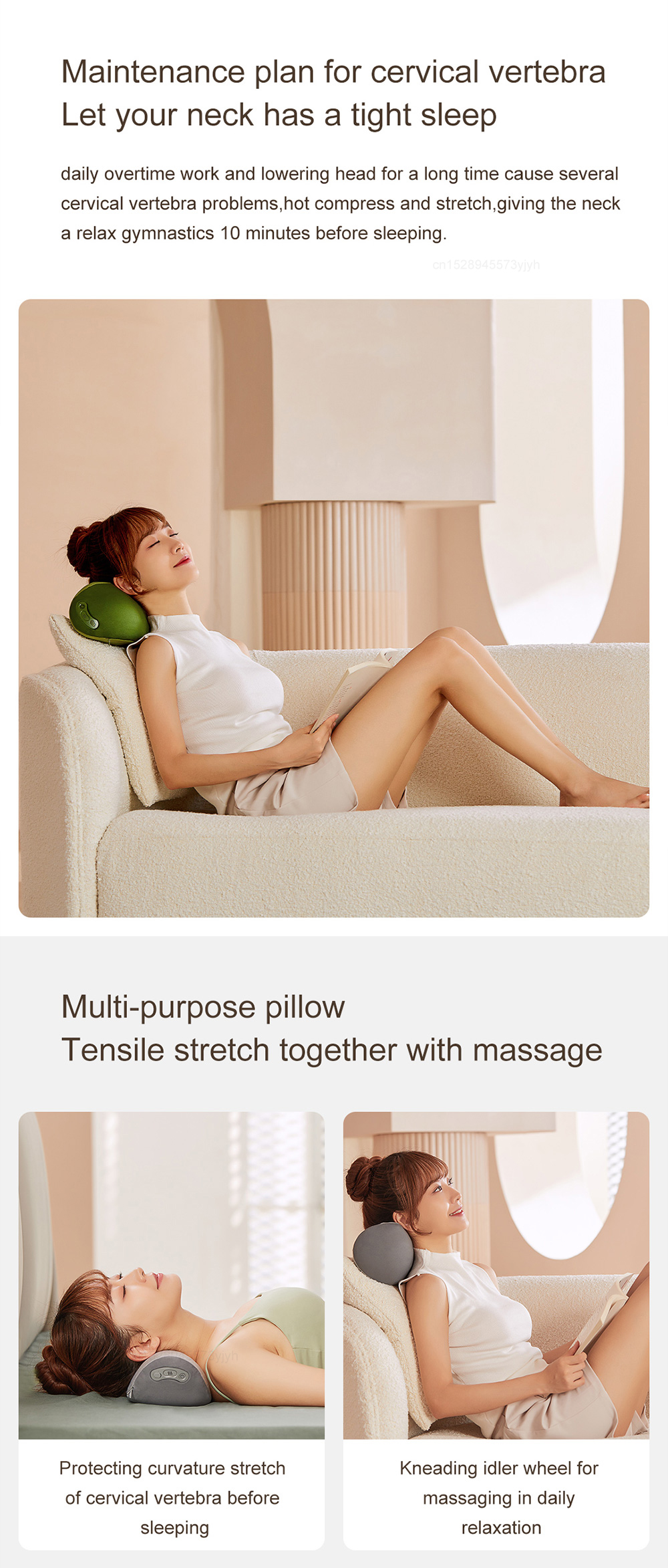 Mi Repor Peasecod Neck Massage Pillow