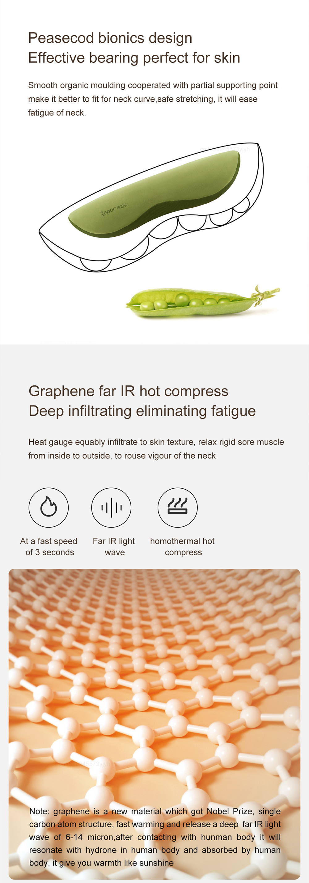 Mi Repor Peasecod Neck Massage Pillow