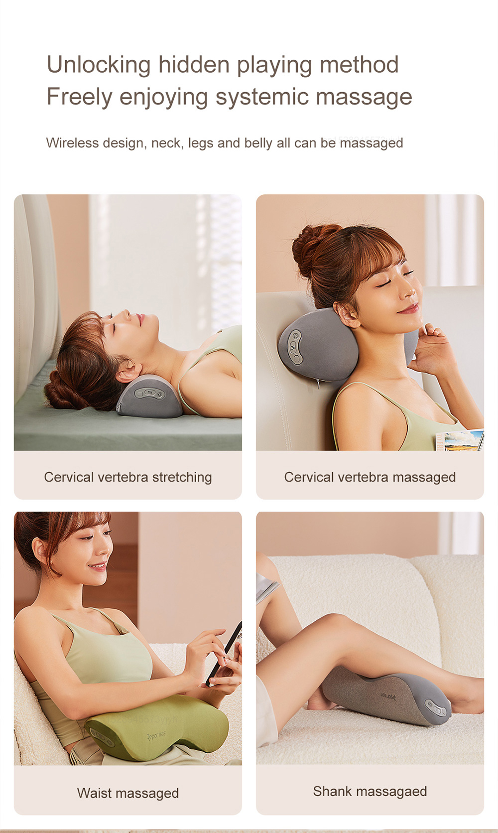 Mi Repor Peasecod Neck Massage Pillow