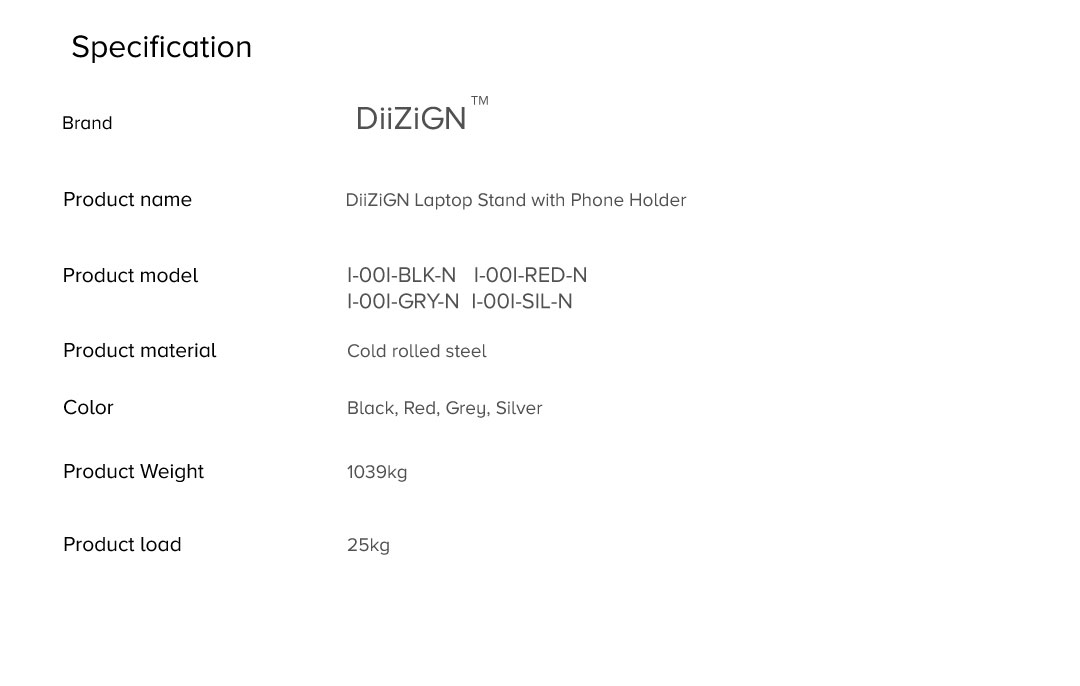 DiiZiGN Laptop Stand with Phone Holder DiiZiGN Laptop Stand with Phone Holder