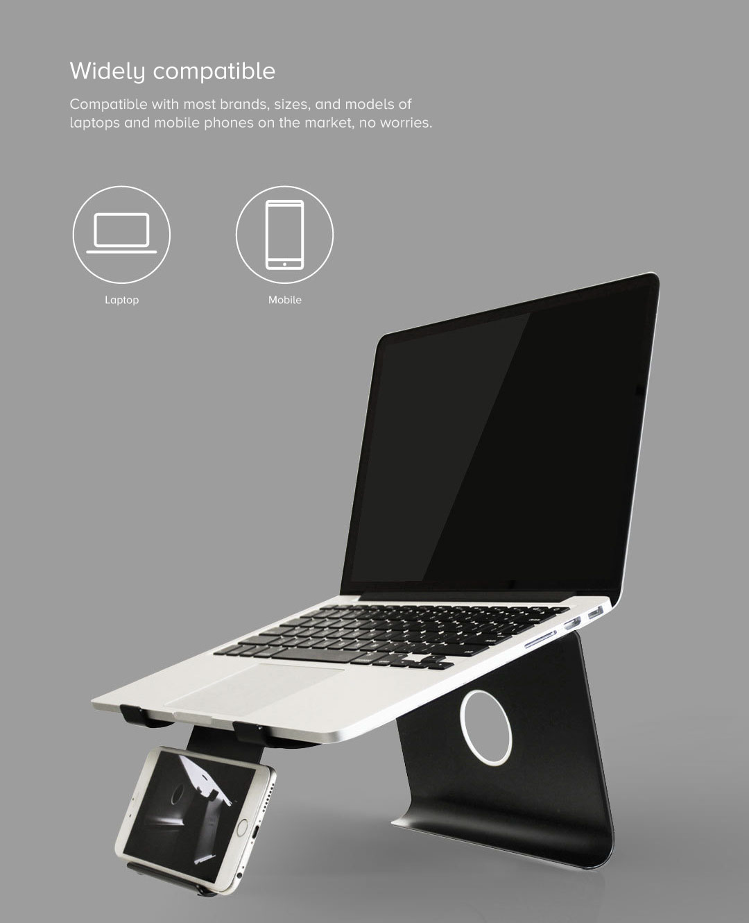 DiiZiGN Laptop Stand with Phone Holder DiiZiGN Laptop Stand with Phone Holder
