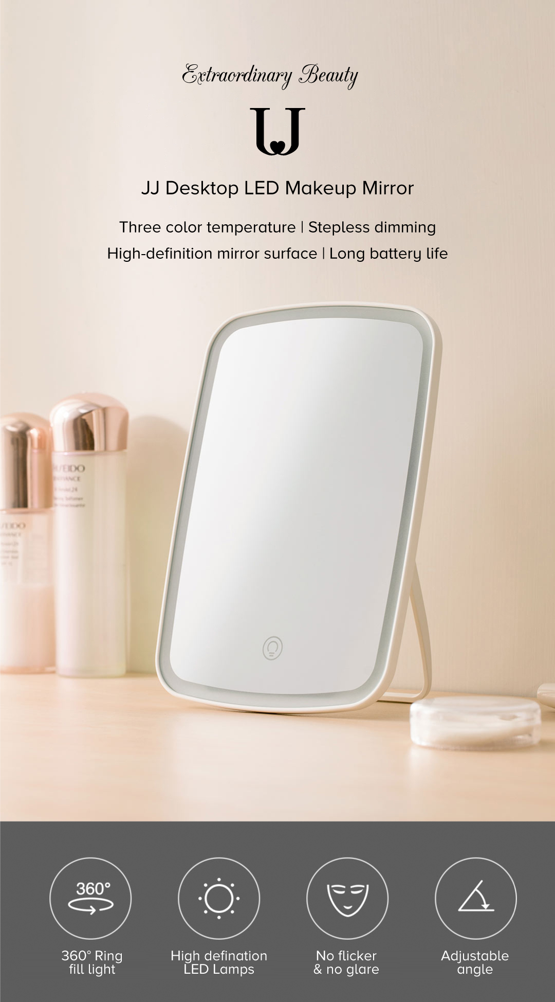 JJ Desktop LED Makeup Mirror JJ Desktop LED Makeup Mirror