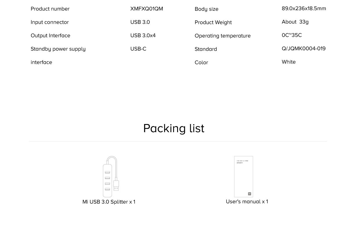 Mi USB 3.0 Splitter Mi USB 3.0 Splitter