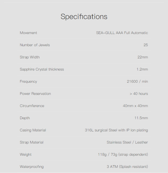 Mi CIGA Design MY Series Mechanical Watch